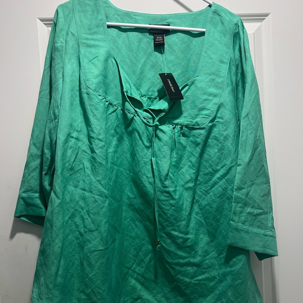 Lane Bryant Teal Blouse with Tie Detail